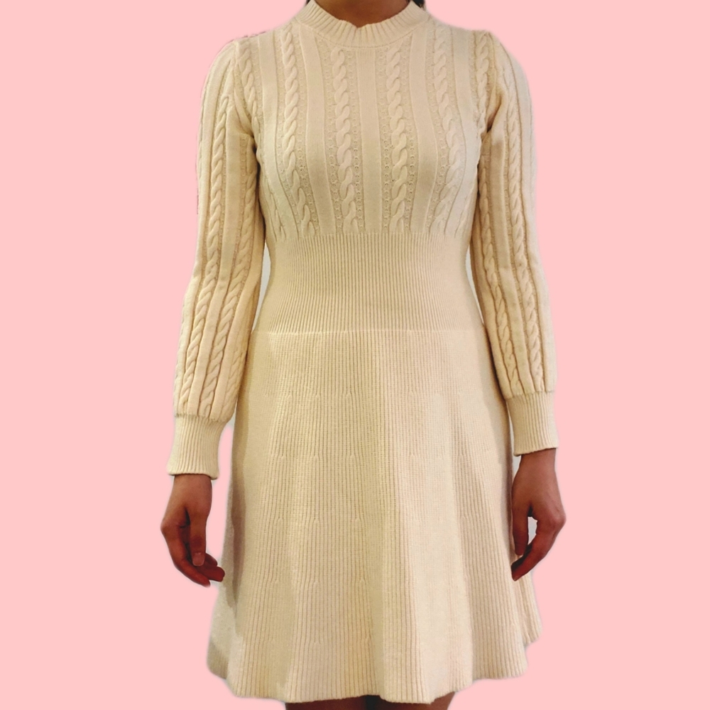 Knit dress, cream, size S